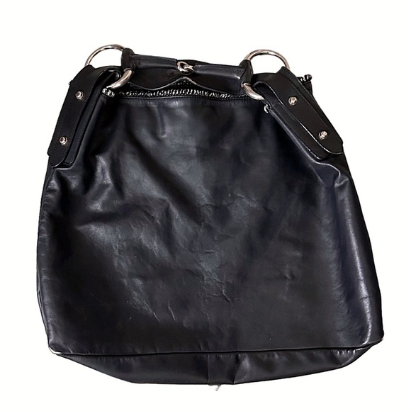 GUCCI Vintage Early 2000s Y2K Large Horse Bit Black Leather Hobo Bag RARE - Picture 1 of 15